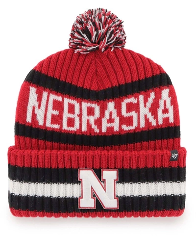 47 Brand Men's Scarlet Nebraska Huskers Bering Cuffed Knit Hat With Pom