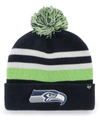 47 Brand Men's College Navy Seattle Seahawks State Line Cuffed Knit Hat With Pom In College Navy
