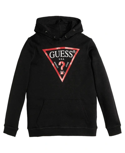 Guess Big Boys Classic Logo Organic French Terry Popover Hoodie In Black