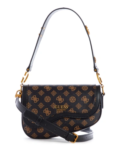 Guess G Dream Flap Shoulder Bag In Mocha Multi