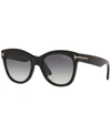 Tom Ford Icon 57mm Gradient Round Sunglasses In Black Shiny