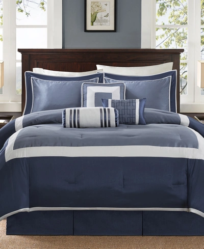 Madison Park Genevieve 7-pc. Queen Comforter Set Bedding In Navy