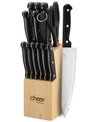CHEER COLLECTION KITCHEN KNIFE WITH WOODEN BLOCK, SET OF 13