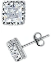Giani Bernini Cubic Zirconia Princess Stud Earrings In Sterling Silver, Created For Macy's In Sterling Silver