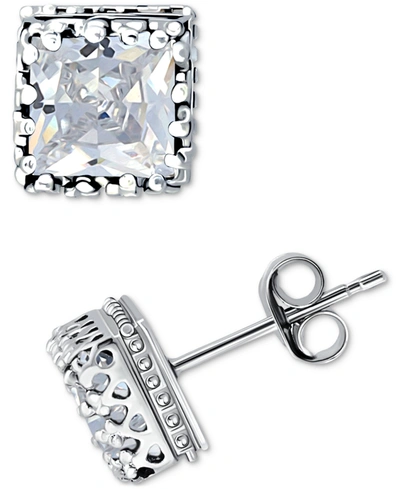 Giani Bernini Cubic Zirconia Princess Stud Earrings In Sterling Silver, Created For Macy's