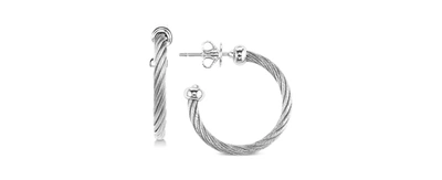 Charriol Cable Hoop Earrings In Stainless Steel In Grey