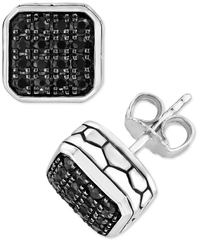 Effy Collection Effy Men's Black Sapphire Stud Earrings (5/8 Ct. T.w.) In Sterling Silver