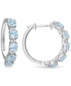 Macy's Peridot (3-3/4 Ct. T.w.) & White Topaz (1/4 Ct. T.w.) Small Hoop Earrings In 18k Rose Gold-plated St In Blue Topaz