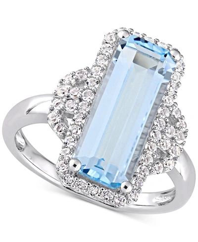 Macy's Blue Topaz (3-3/4 Ct. T.w.) & White Topaz (1/2 Ct. T.w.) Statement Ring In Sterling Silver