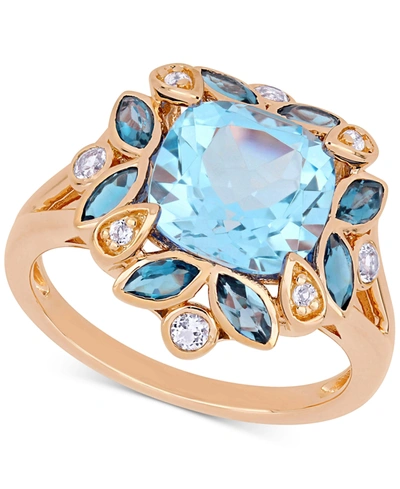 Macy's Blue Topaz (4-1/2 Ct. T.w.) & White Topaz (1/5 Ct. T.w.) Ring In 18k Rose Gold-plated Sterling Silve