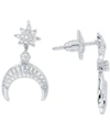 Macy's Cubic Zirconia Star & Crescent Moon Drop Earrings In Sterling Silver In Sterling Silver