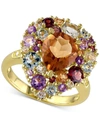 Macy's Multi-gemstone(4-3/4 Ct. T.w.) & Diamond Accent Teardrop Cluster Ring In 18k Gold-plated Sterling Si In Multi