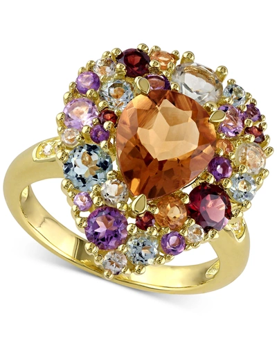 Macy's Multi-gemstone(4-3/4 Ct. T.w.) & Diamond Accent Teardrop Cluster Ring In 18k Gold-plated Sterling Si