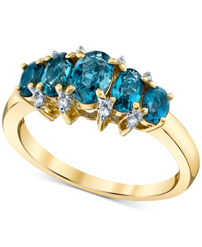 Macy's Blue Topaz (1-3/4 Ct. T.w.) & Diamond (1/20 Ct. T.w.) Graduated Statement Ring In 10k Gold