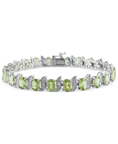 Macy's Peridot (11-1/4 Ct. T.w.) & Diamond Accent S Link Bracelet In Sterling Silver (also In Green Quartz,