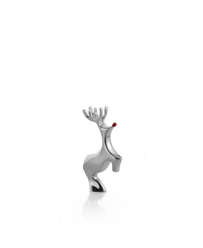 Nambe Miniature Red-nosed Reindeer In Silver-tone