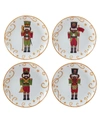 Certified International Holiday Magic Nutcracker Set Of 4 Dessert Plates In White/red/gold-tone
