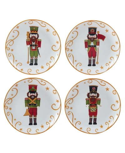Certified International Holiday Magic Nutcracker Set Of 4 Dessert Plates In White