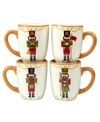 Certified International Holiday Magic Nutcracker Set Of 4 Mugs In White/red/gold-tone