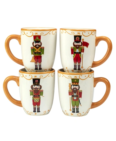 Certified International Holiday Magic Nutcracker Set Of 4 Mugs In White