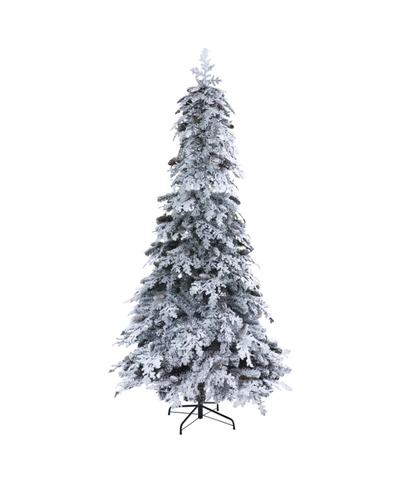 Nearly Natural Flocked Montana Down Swept Spruce Artificial Christmas Tree With Pinecones And 500 Led Lights In Multi