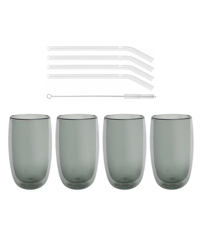 Zwilling Sorrento Latte Glass, Smoke, 11.8oz., Promo 8pc Set In Gray