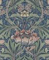 Nextwall Morris Flower Peel And Stick Wallpaper In Denim Blue Salmon