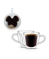 Joyjolt Disney Mickey Mouse 3d Espresso Cups, Set Of 2 In Clear