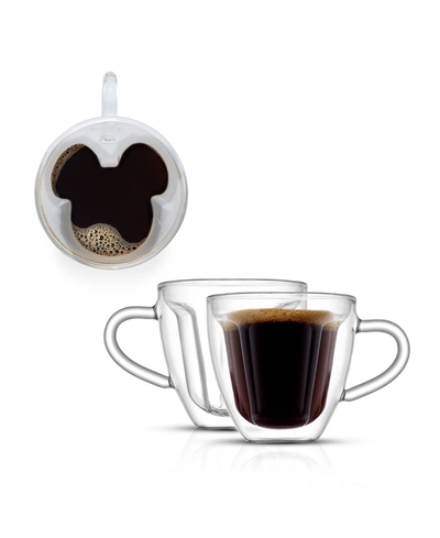Joyjolt Disney Mickey Mouse 3 Dimensional Espresso Cups Set, 2 Piece In Clear