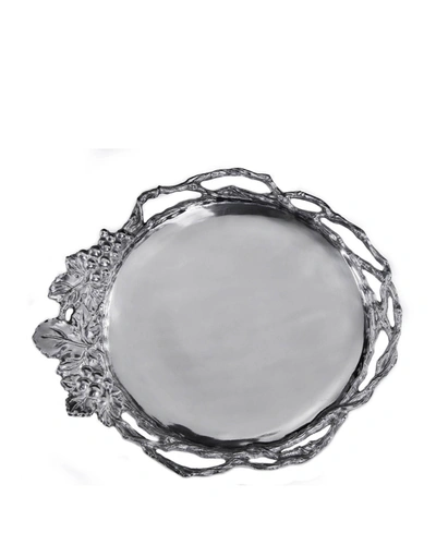 Arthur Court Designs Aluminum Grape Open Vine Round Tray Large In Silver