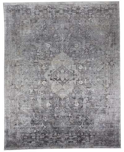 Simply Woven Sarrant R3966 Gray 2'8" X 12' Runner Rug