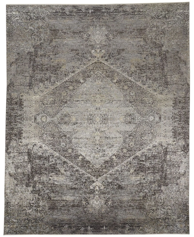 Simply Woven Sarrant R3963 Charcoal 2'8" X 12' Runner Rug In Smoke