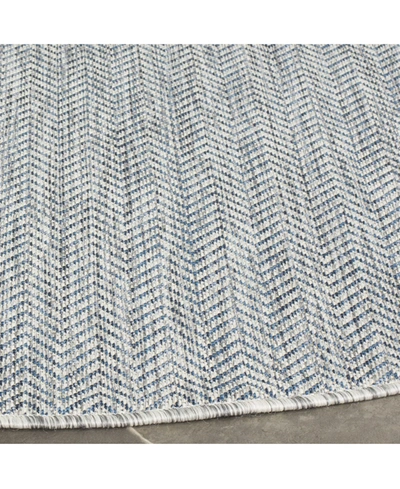 Safavieh Courtyard Cy8022 Gray And Navy 5'3" X 5'3" Sisal Weave Round Outdoor Area Rug