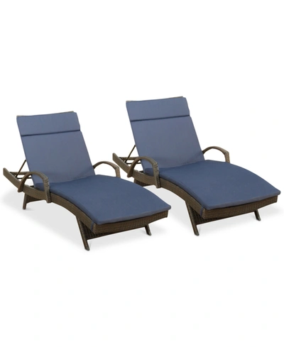 Noble House Hunter Outdoor Chaise Lounge (set Of 2) In Brown