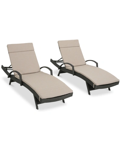 Noble House Tatum Outdoor Chaise Lounge (set Of 2) In Grey