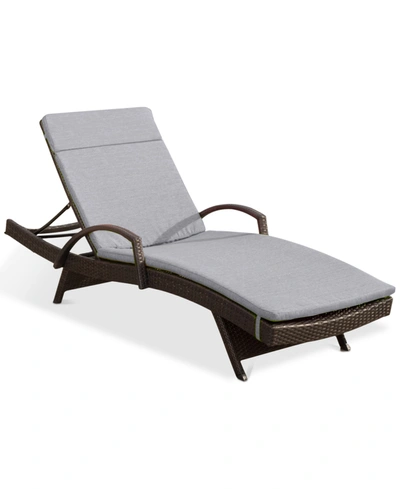 Noble House San Pedro Outdoor Chaise Lounge In Grey