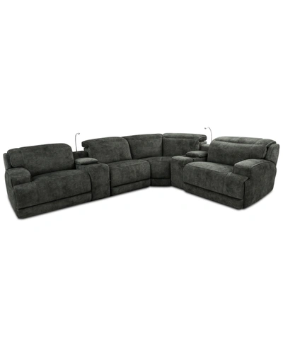 MWHOME SEBASTON 6-PC. FABRIC SECTIONAL WITH 2 POWER MOTION RECLINERS AND 2 USB CONSOLES, CREATED FOR MACY'S