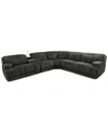 Mwhome Sebaston 5-pc. Fabric Sectional With 3 Power Motion Recliners And 1 Usb Console, Created For Macy's In Highlander Midnight