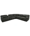 Mwhome Sebaston 5-pc. Fabric Sectional With 3 Power Motion Recliners And 1 Usb Console, Created For Macy's In Highlander Midnight