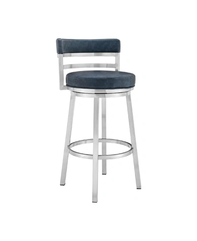Armen Living Madrid Contemporary Counter Height Barstool In Blue