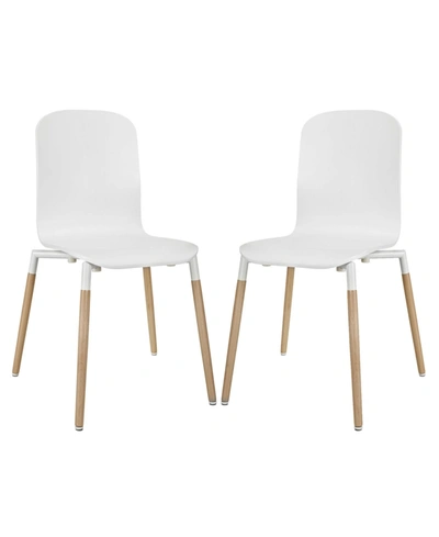 Modway Stack Dining Chairs Wood Set Of 2 In White