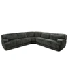 Mwhome Sebaston 4-pc. Fabric Sectional With 2 Power Motion Recliners, Created For Macy's In Highlander Midnight