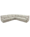 Mwhome Sebaston 5-pc. Fabric Sectional With 2 Power Motion Recliners, Created For Macy's In Highlander Stucco