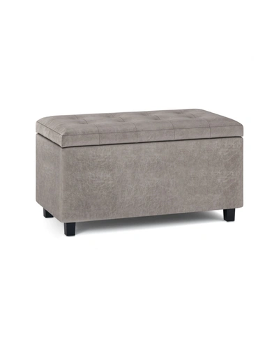 Simpli Home Cosmopolitan Contemporary Rectangle Storage Ottoman In Distressed Gray Taupe