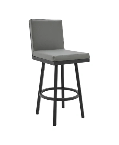 Armen Living Rochester Swivel Modern Metal And Faux Leather Bar And Counter Stool In Gray