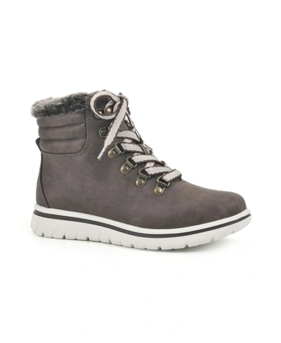 Cliffs By White Mountain Faux Fur Lined Lace-up Boot In Stone