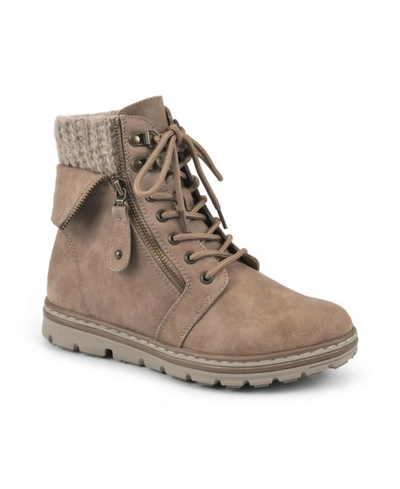 Cliffs By White Mountain Kaylee Womens Faux Leather Zipper Ankle Boots In Natural