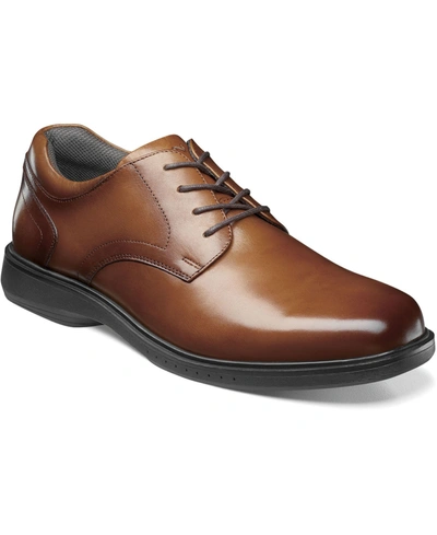 Nunn Bush Men's Kore Pro Plain Toe Oxford With Slip Resistant Comfort Technology Men's Shoes In Cognac