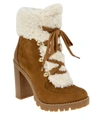 Bcbgeneration Palli Faux Shearling Lace-up Bootie In Camel Fabric