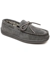 Minnetonka Men's Pile Lined Hardsole Moccasin Slippers Men's Shoes In Charcoal